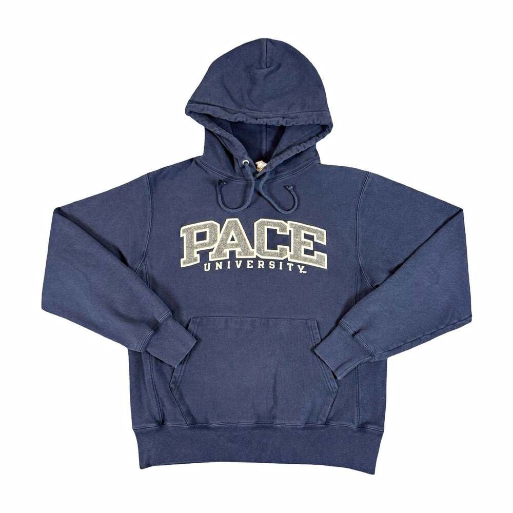 Vintage Champion Reverse Weave Pace University Navy Pullover Hoodie Size M
